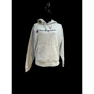 Champion Reverse Weave Hoodie Sweatshirt, light grey, size L